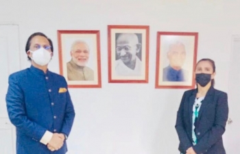 Ambassador Abhishek Singh received Ms. Naylin J. Tata Aviles, Country Representative of Reliance Industry Ltd. and was briefed on the developments in the oil sector in Venezuela